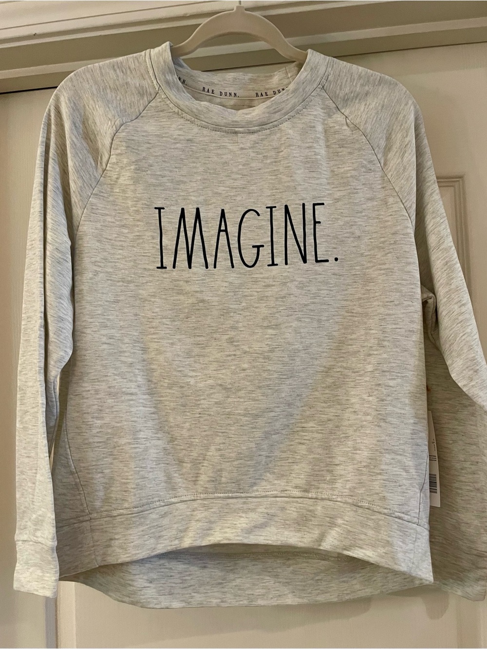 Rae Dunn 'Imagine' Crewneck Sweatshirt - Light Heather Gray Size S/P